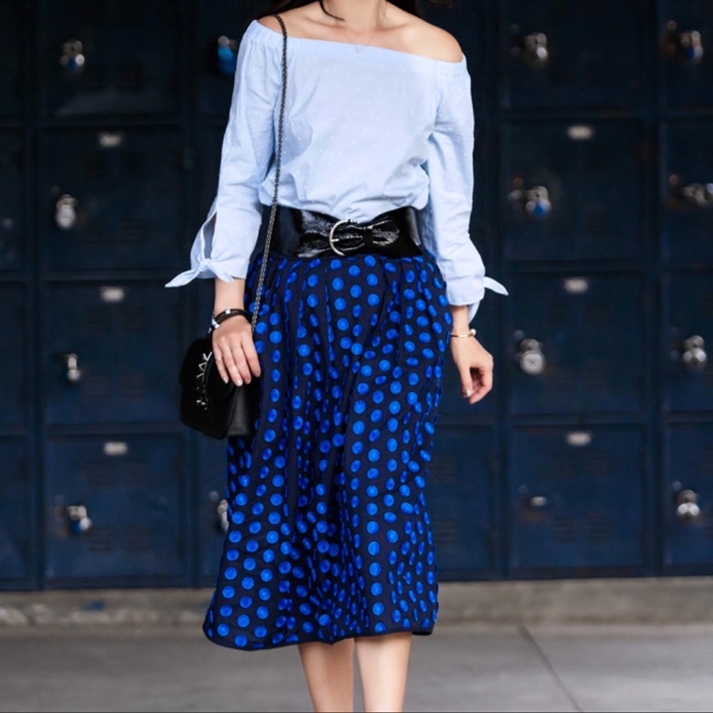 J.Crew A-line Full Midi Skirt W/ Polka Dots Sz 4